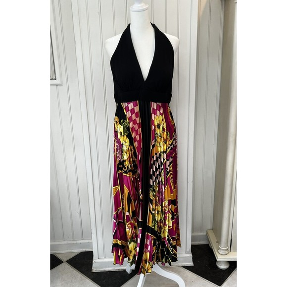 Leaf Accordion Pleat Halter Dress main image 1